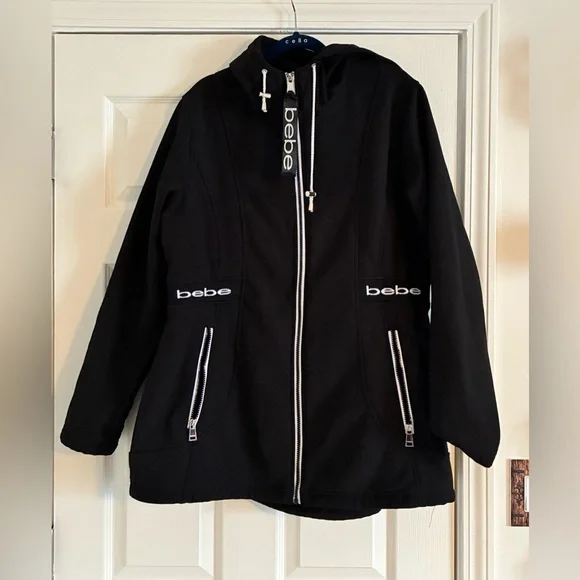 Bebe Sport Black Jacket with Hood - Picture 1 of 4